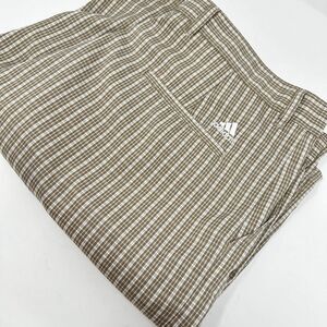 ADIDAS Mens Tan Plaid Golf Shorts Size 38‎ Flat Front